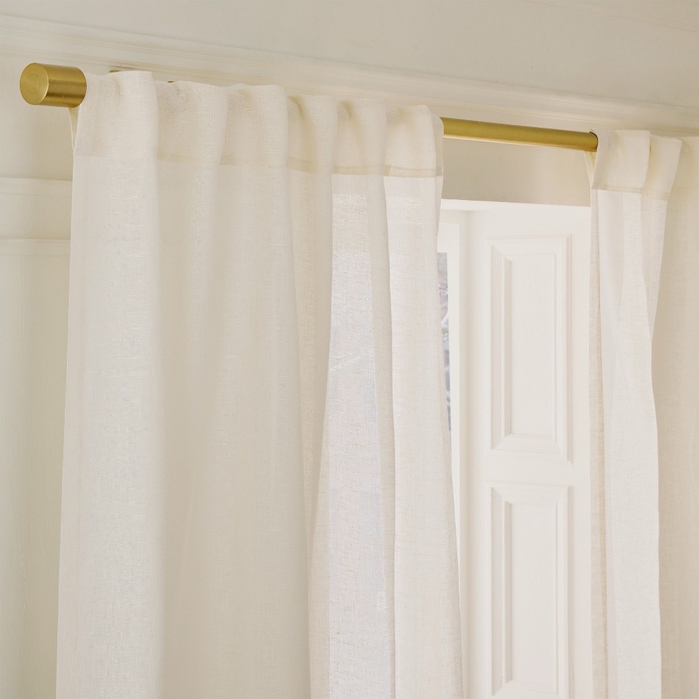 West Elm 48 x 84 set of 2 sheer European flax linen curtain panels Alabaster - Picture 2 of 5